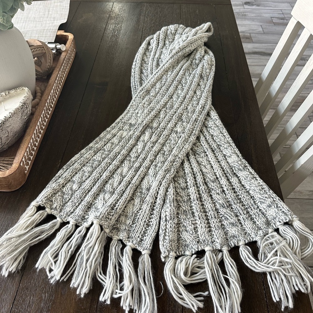 Target Gray Knit Scarf with Fringe